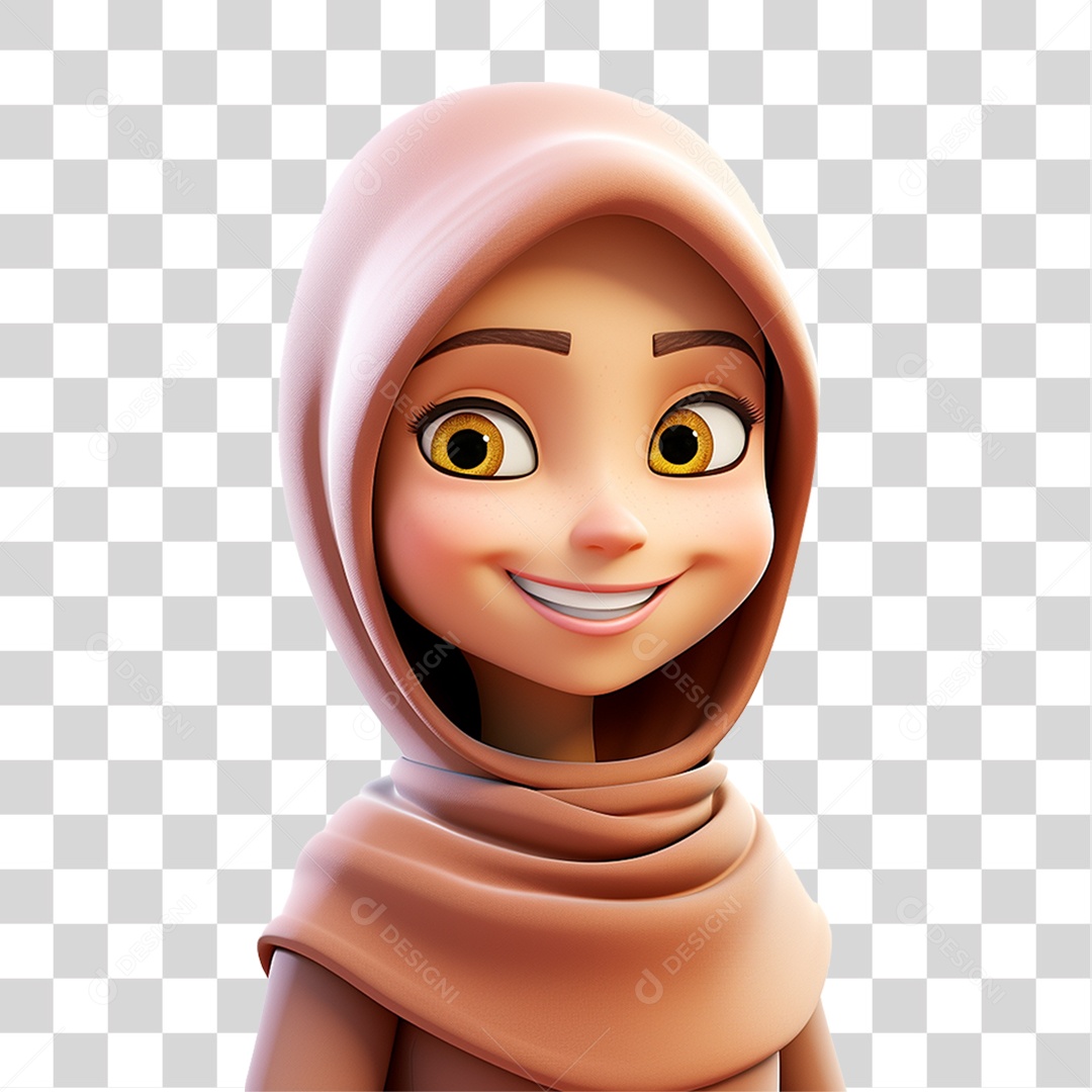 Garota Muçulmana Cartoon PNG Transparente