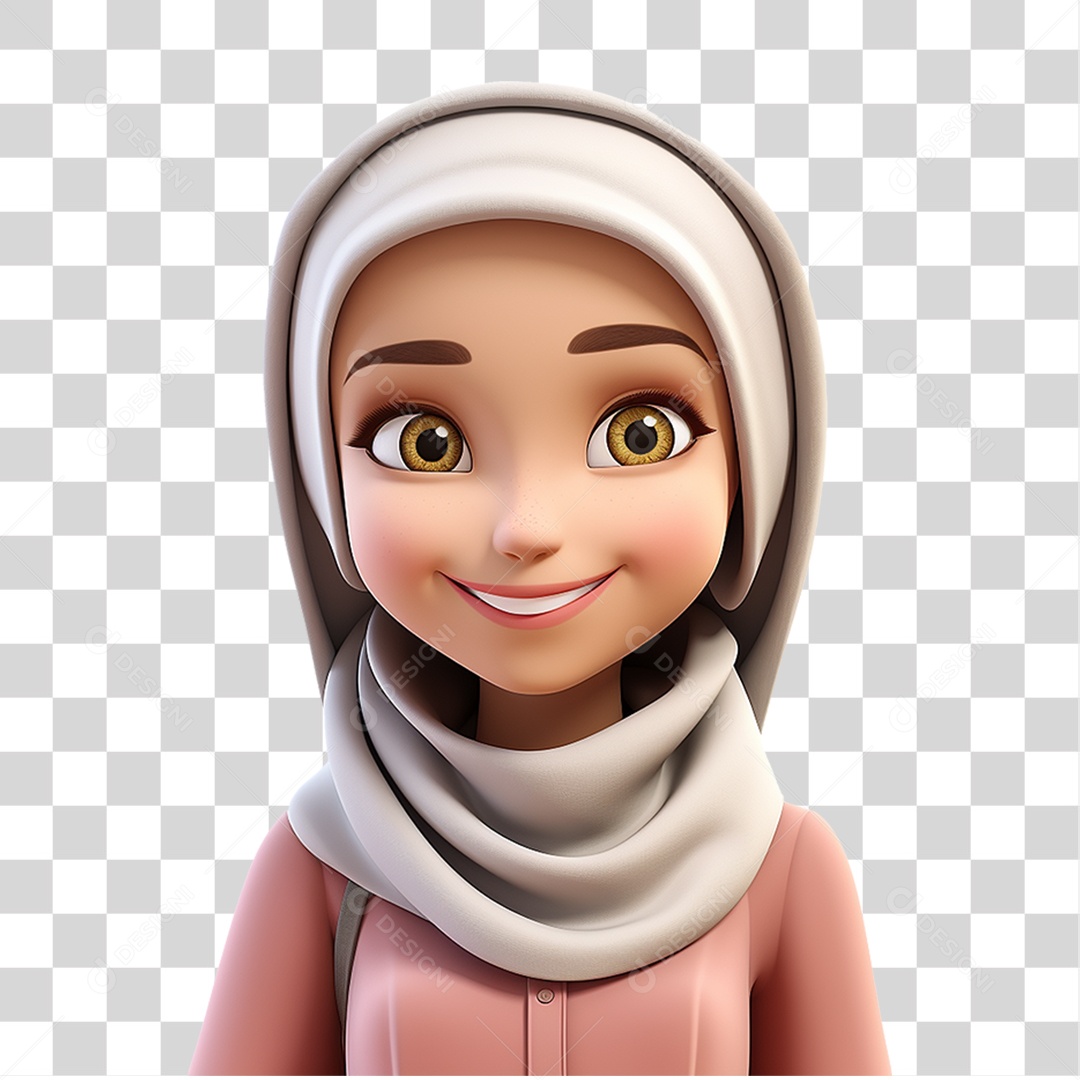 Garota Muçulmana Cartoon PNG Transparente