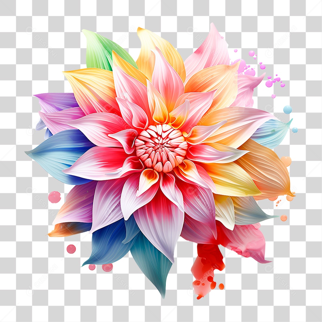 Flor Colorida PNG Transparente