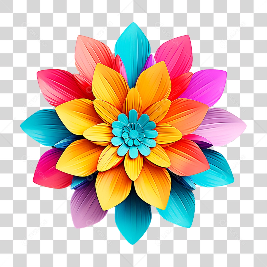 Flor Colorida PNG Transparente