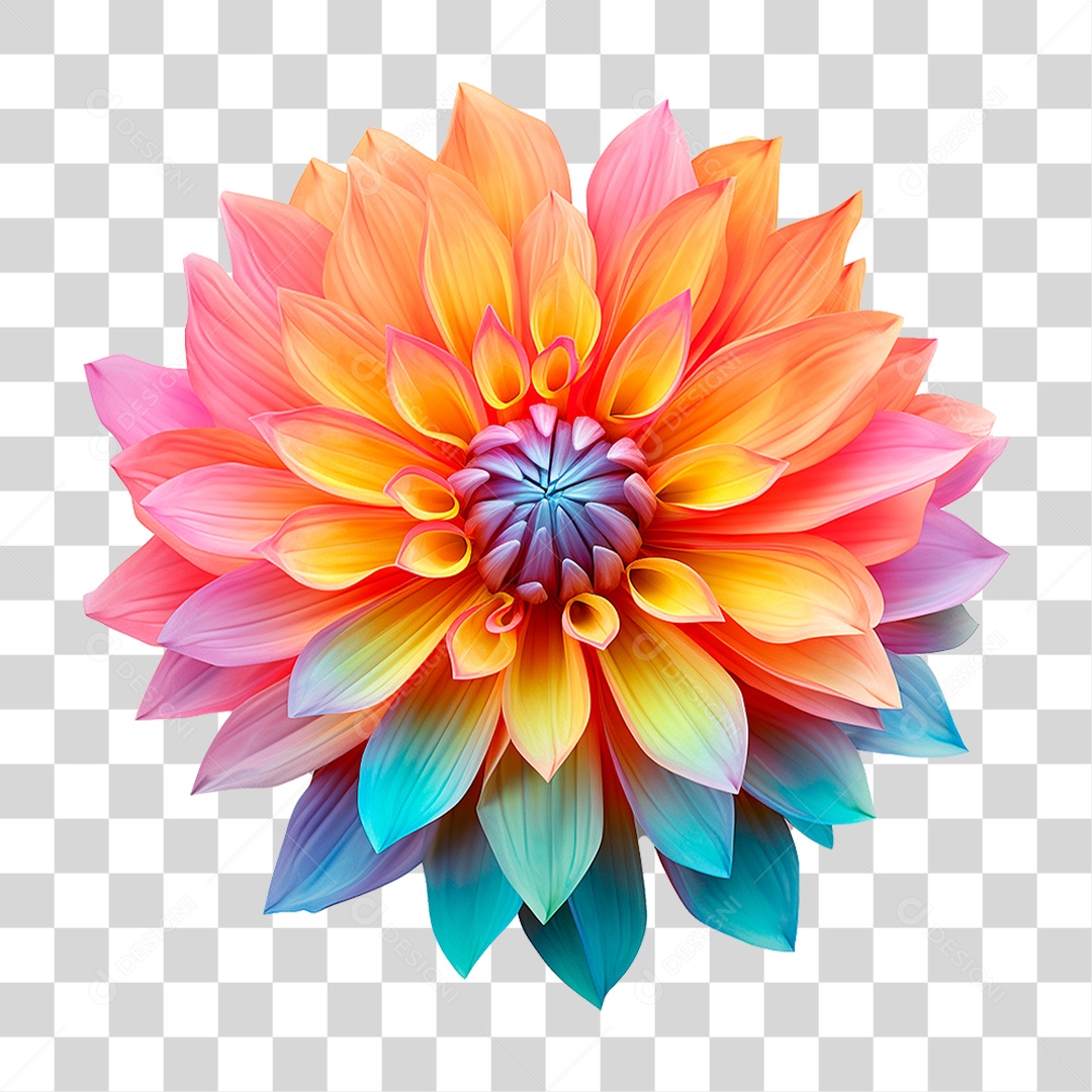 Flor Colorida PNG Transparente