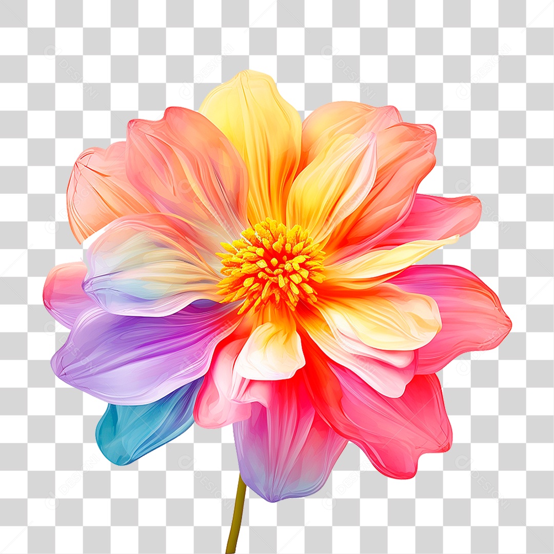 Flor Colorida PNG Transparente