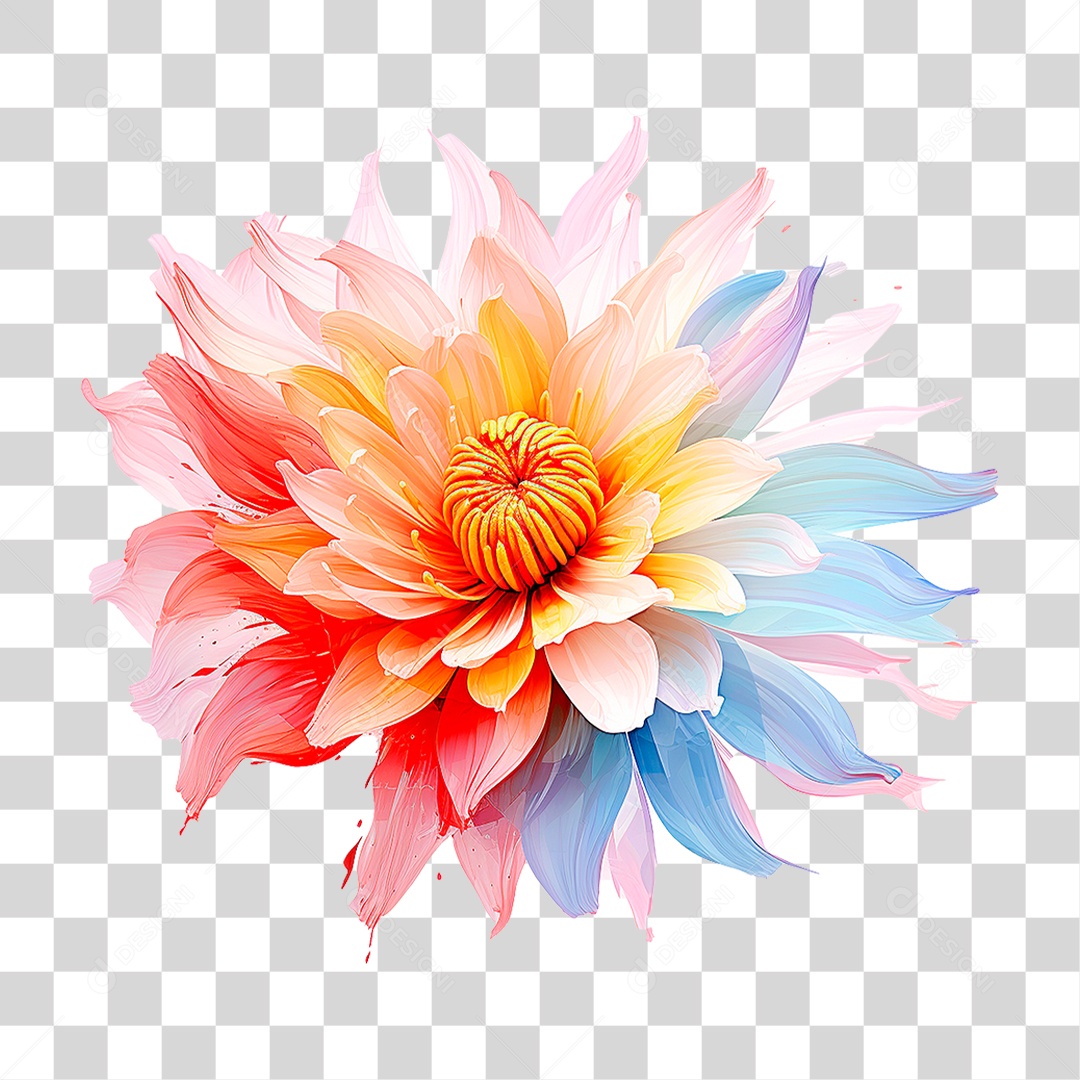 Flor Colorida PNG Transparente