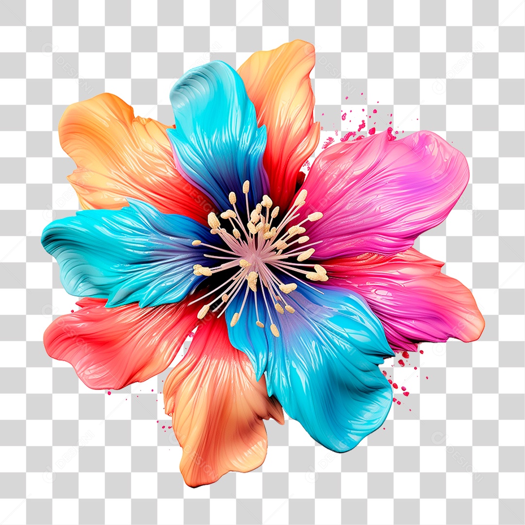 Flor Colorida PNG Transparente