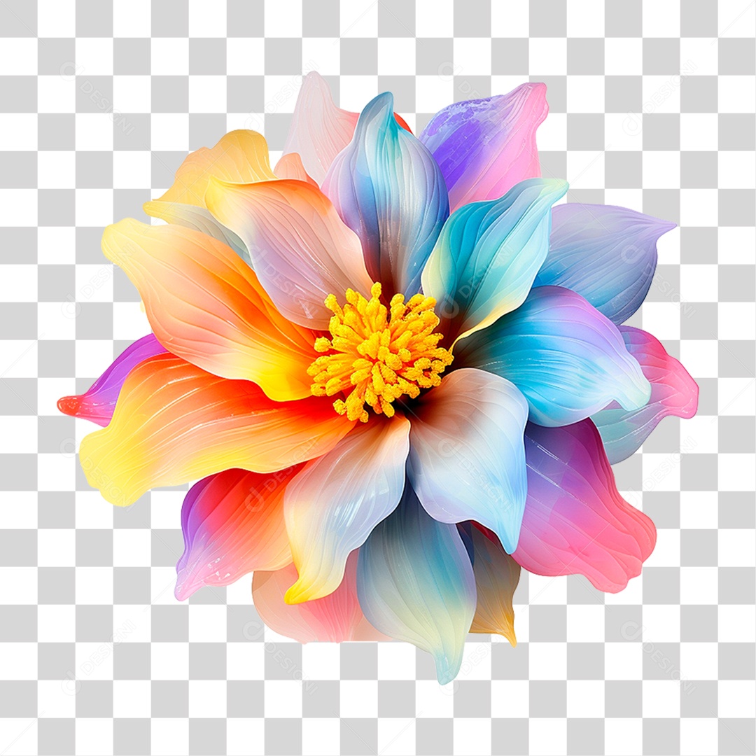 Flor Colorida PNG Transparente