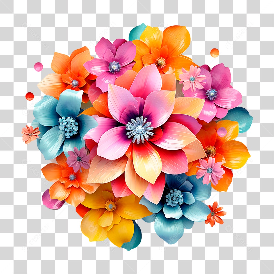 Flores Colorida PNG Transparente