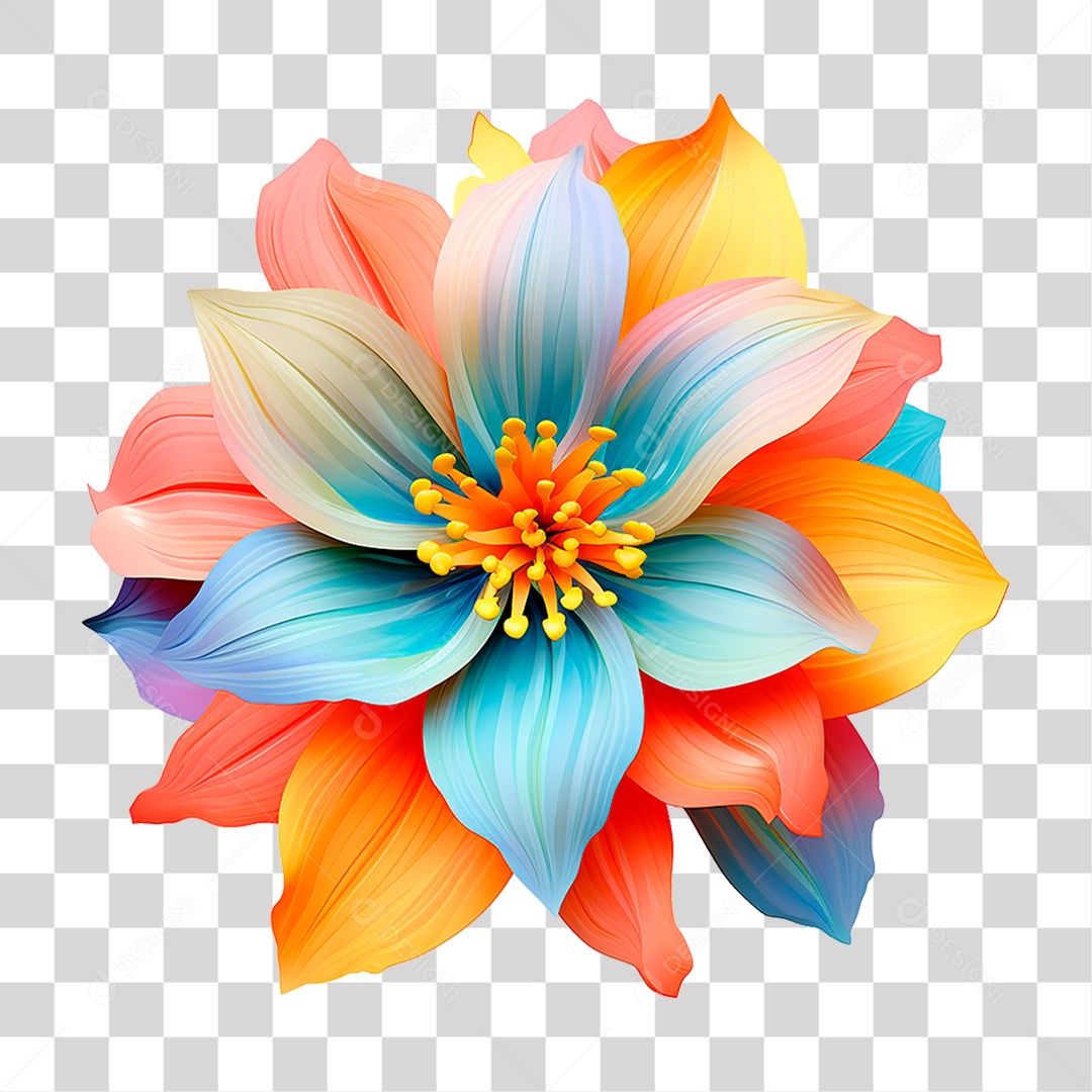 Flor Colorida PNG Transparente
