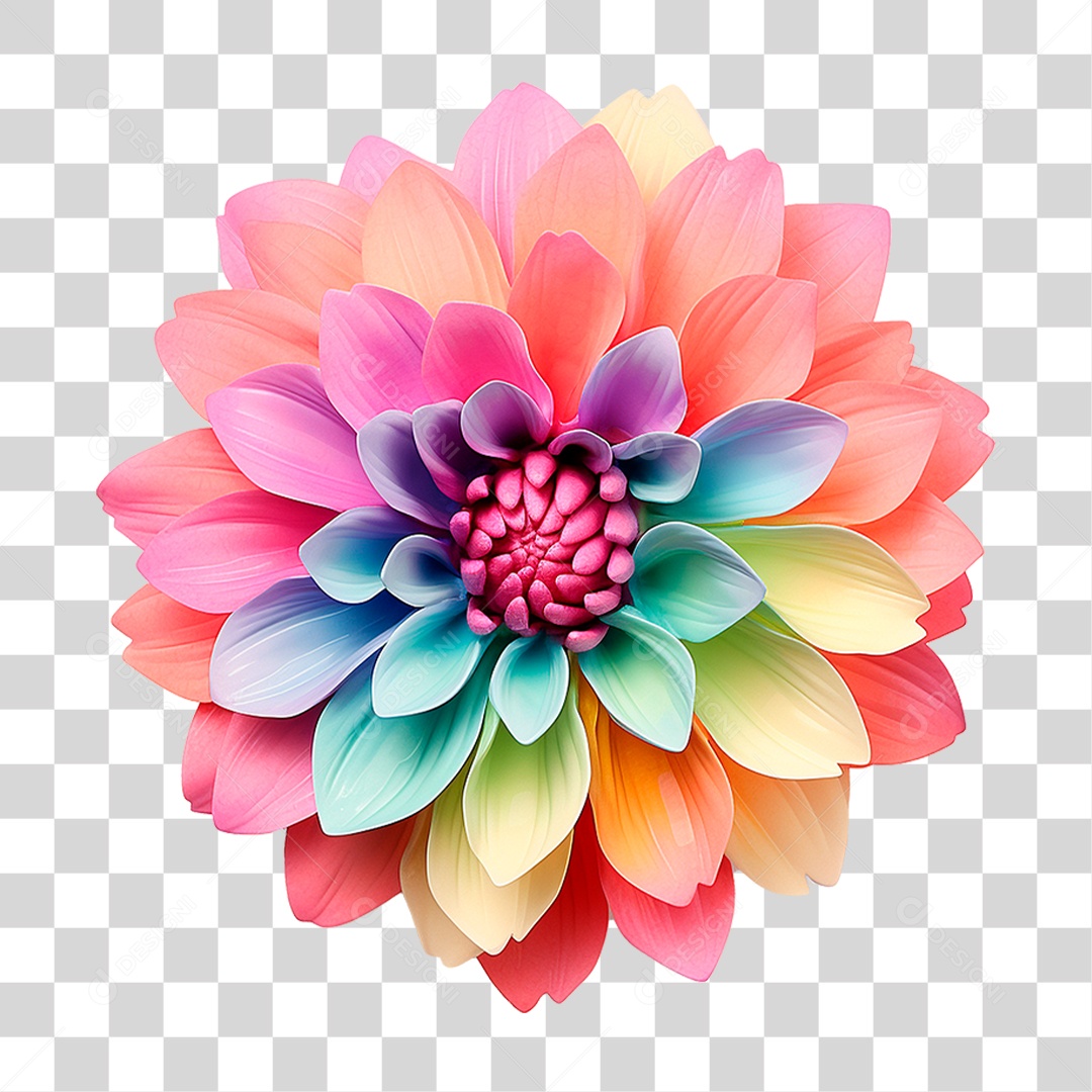 Flor Colorida PNG Transparente