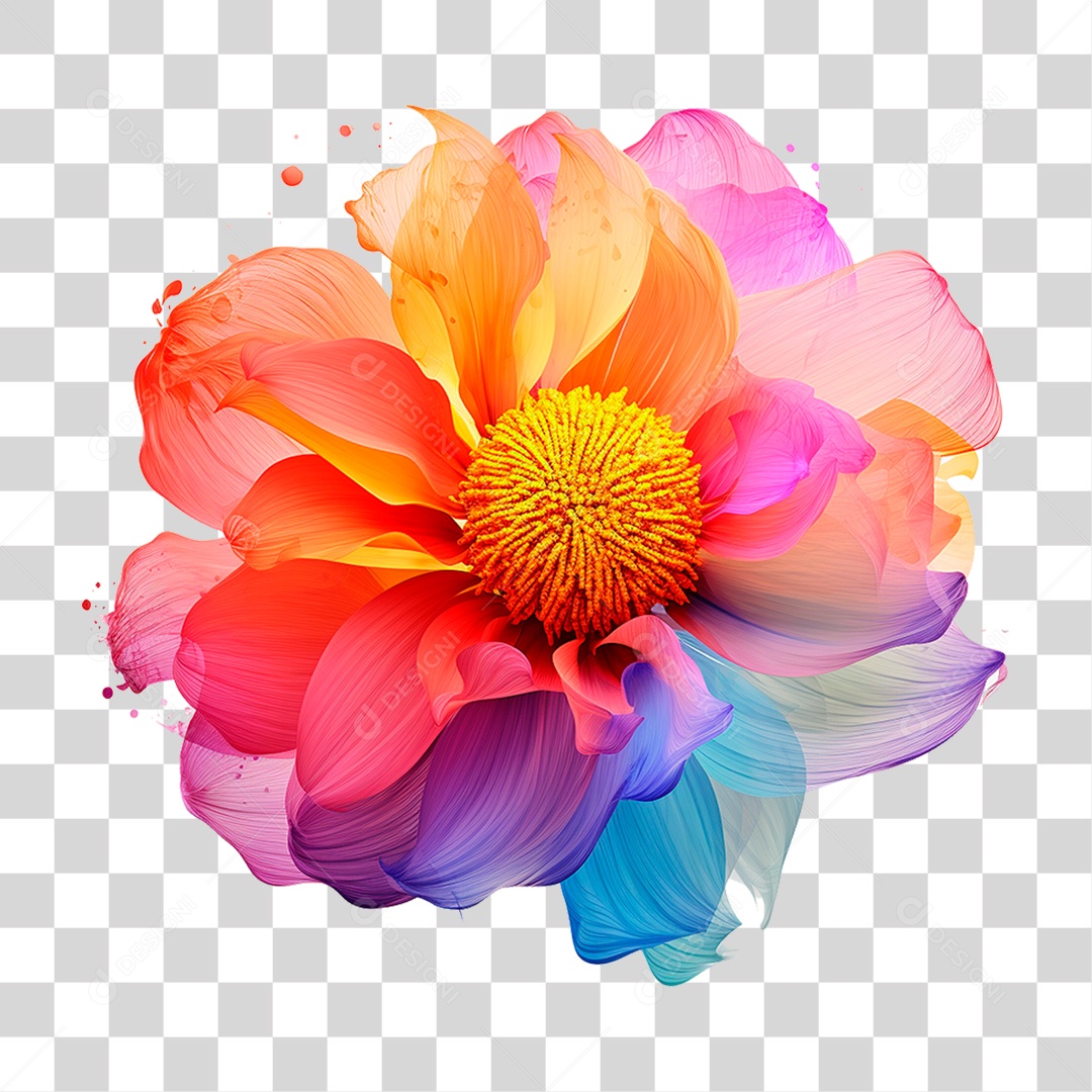 Flor Colorida PNG Transparente
