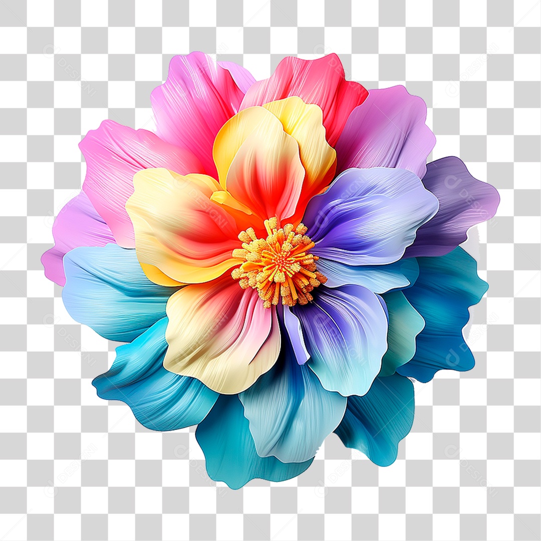 Flor Colorida PNG Transparente
