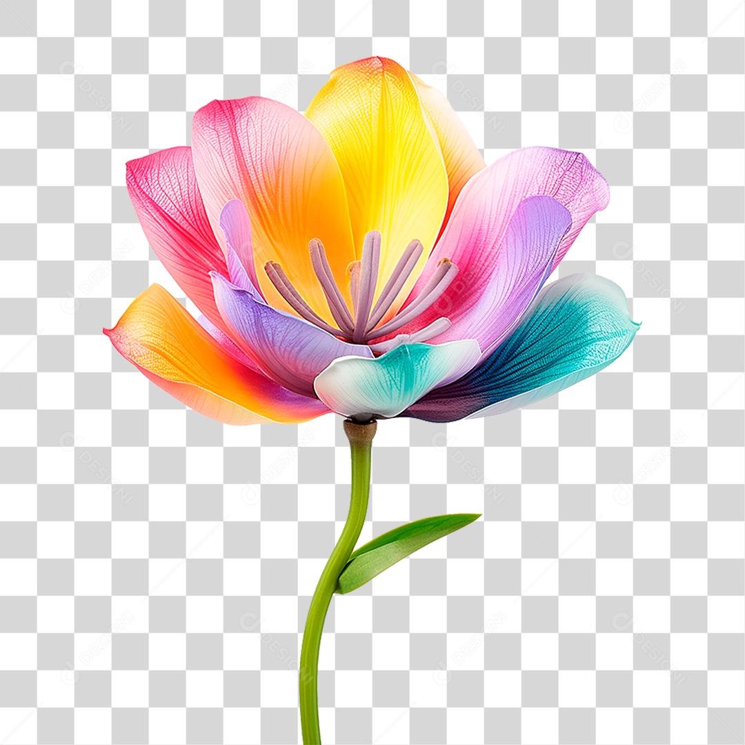 Flor Colorida PNG Transparente