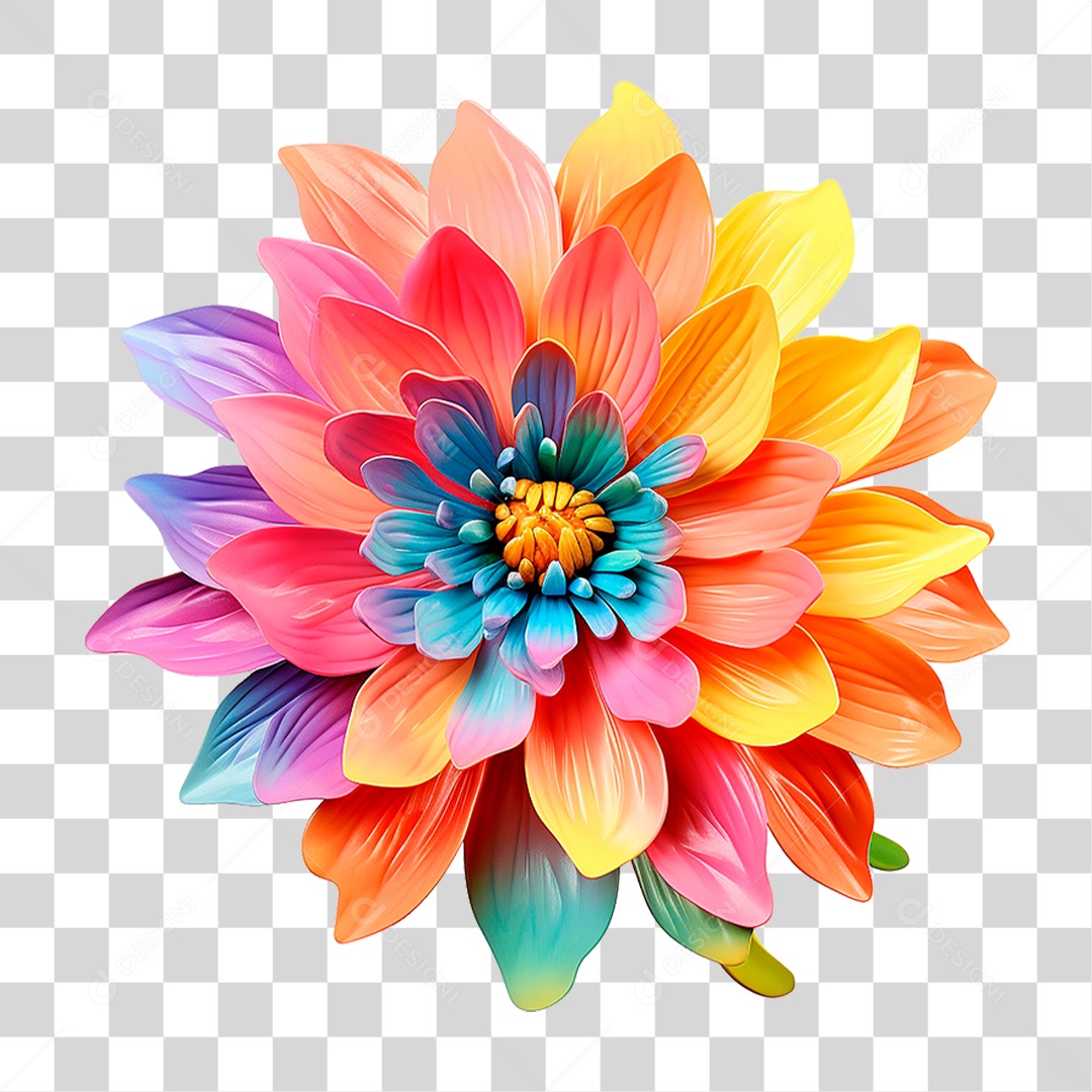Flor Colorida PNG Transparente