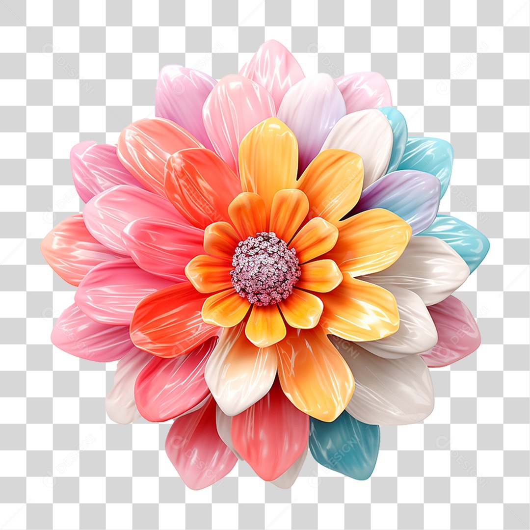 Flor Colorida PNG Transparente