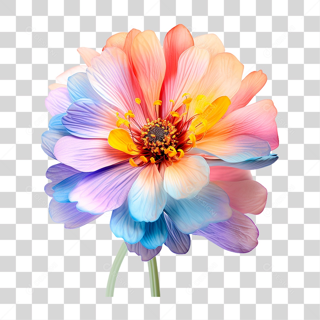 Flor Colorida PNG Transparente