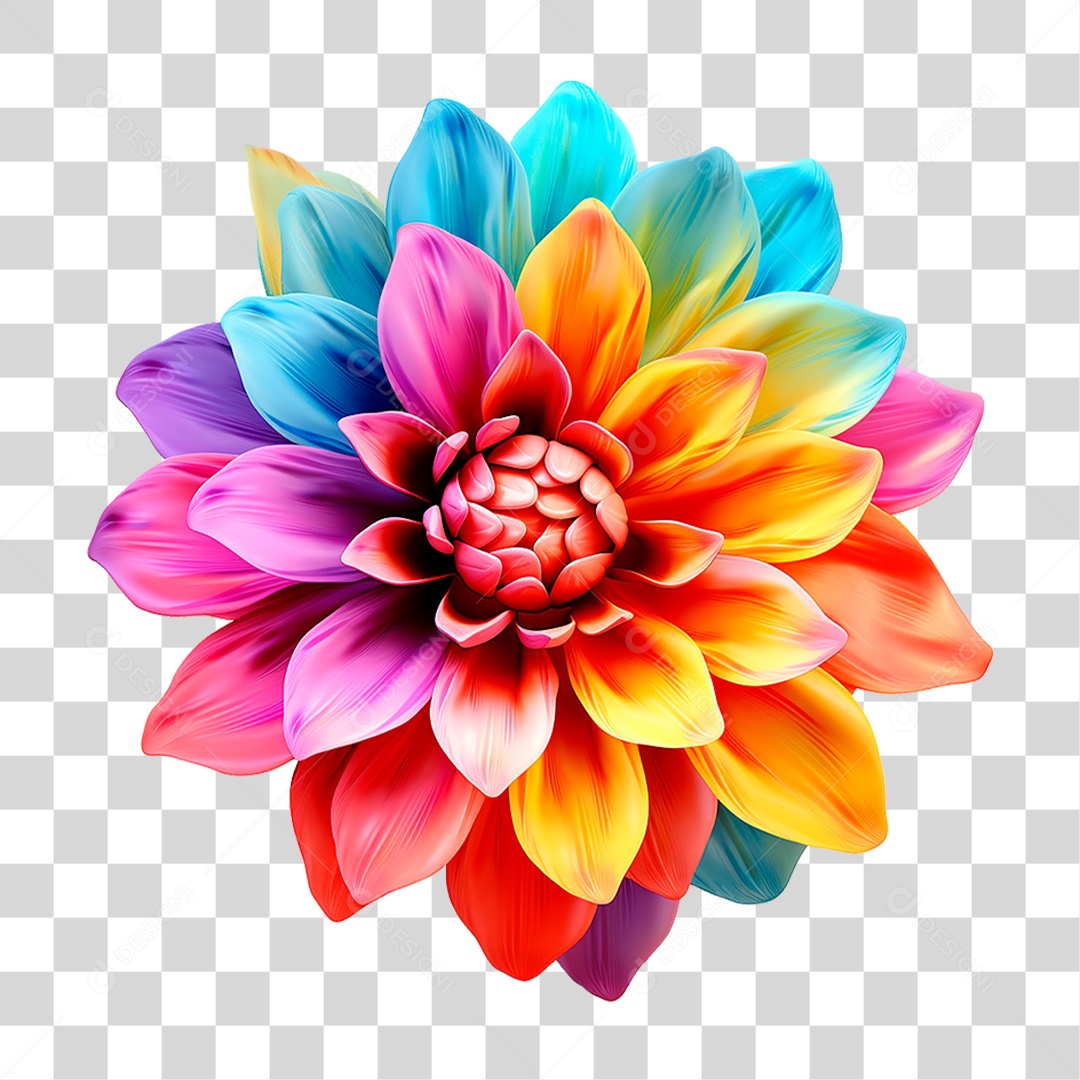 Flor Colorida PNG Transparente