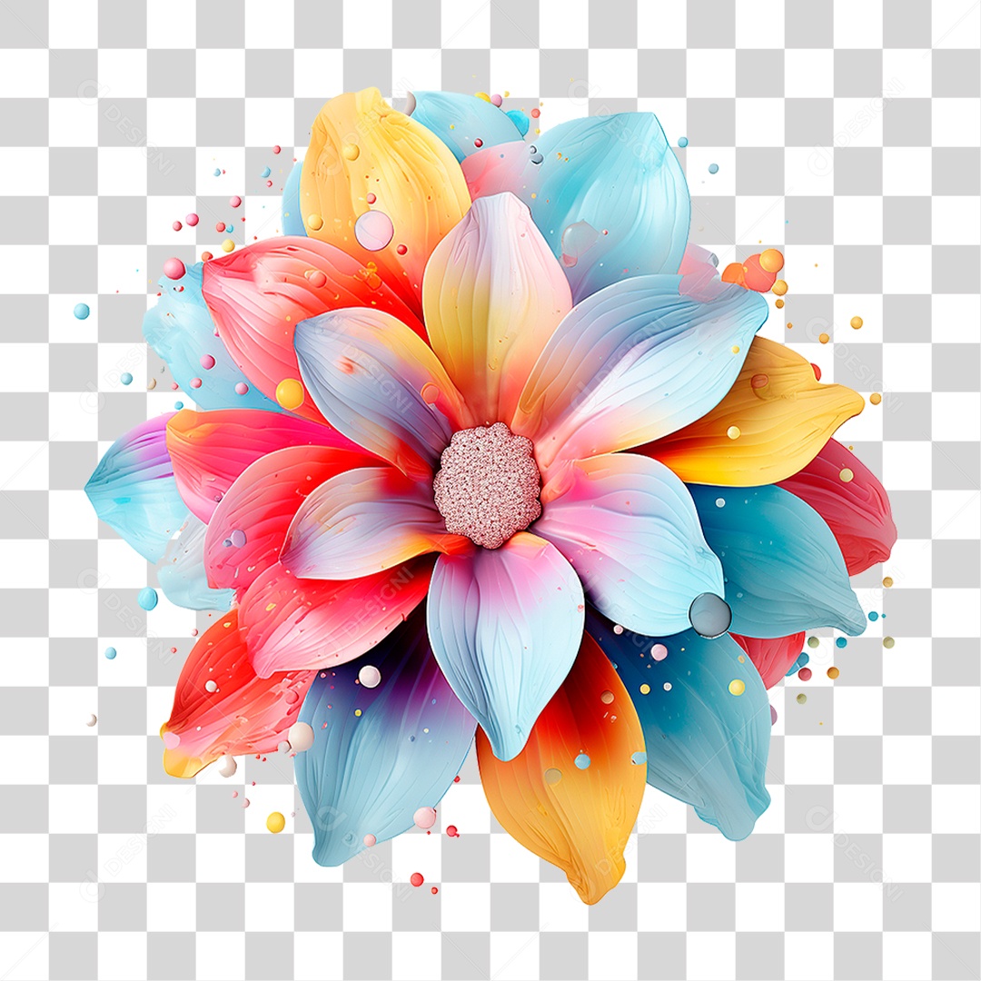 Flor Colorida PNG Transparente