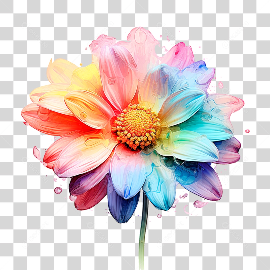 Flor Colorida PNG Transparente