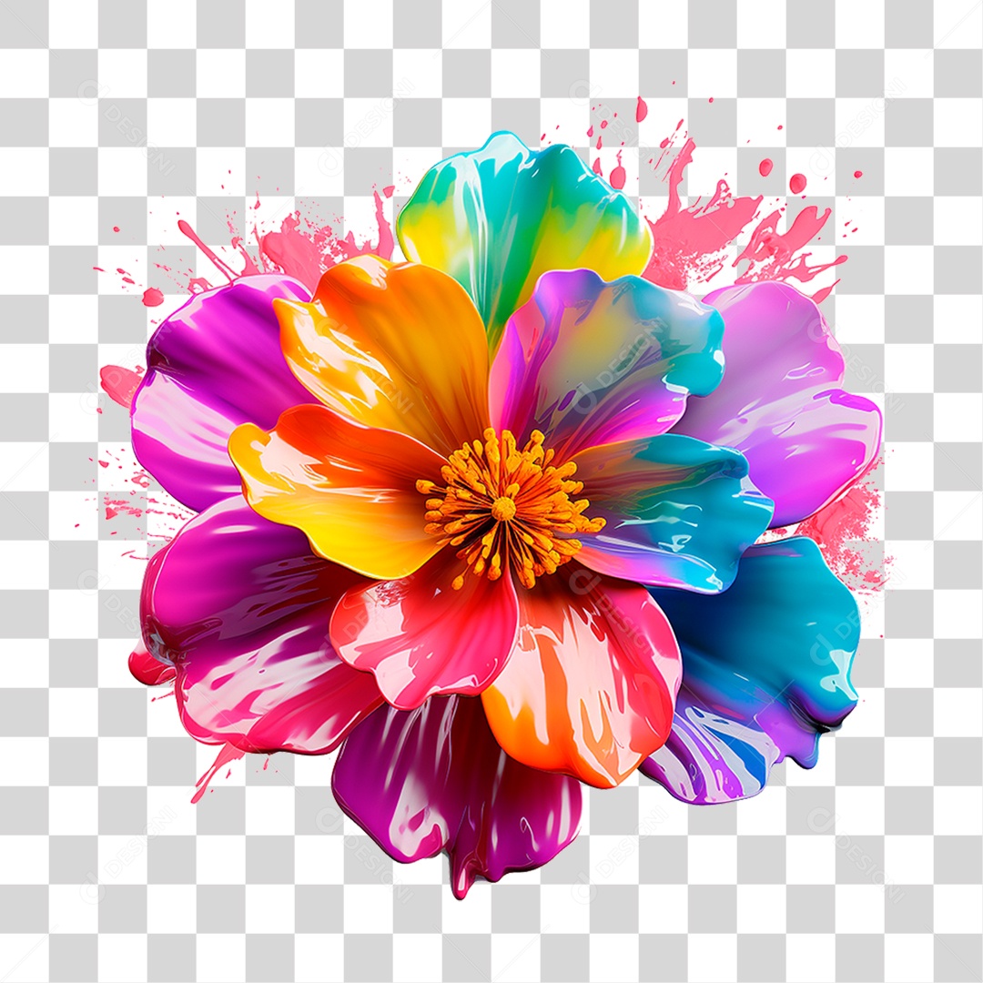 Flor Colorida PNG Transparente