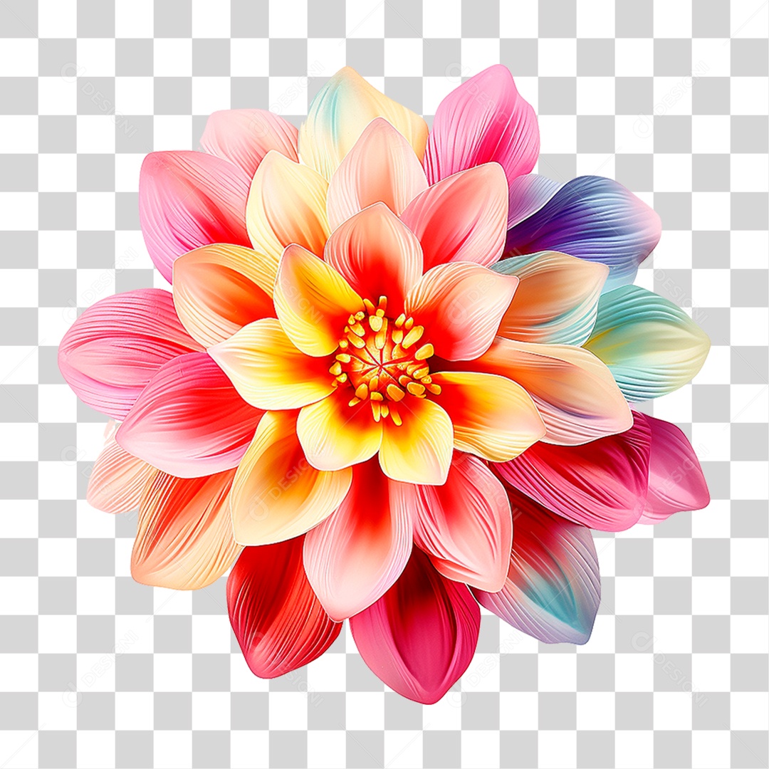 Flor Colorida PNG Transparente