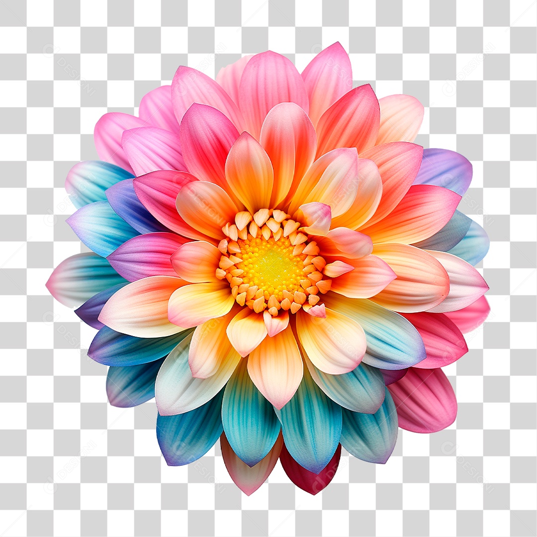 Flor Colorida PNG Transparente