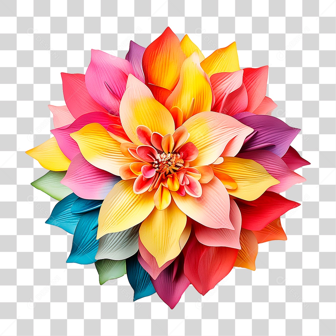 Flor Colorida PNG Transparente