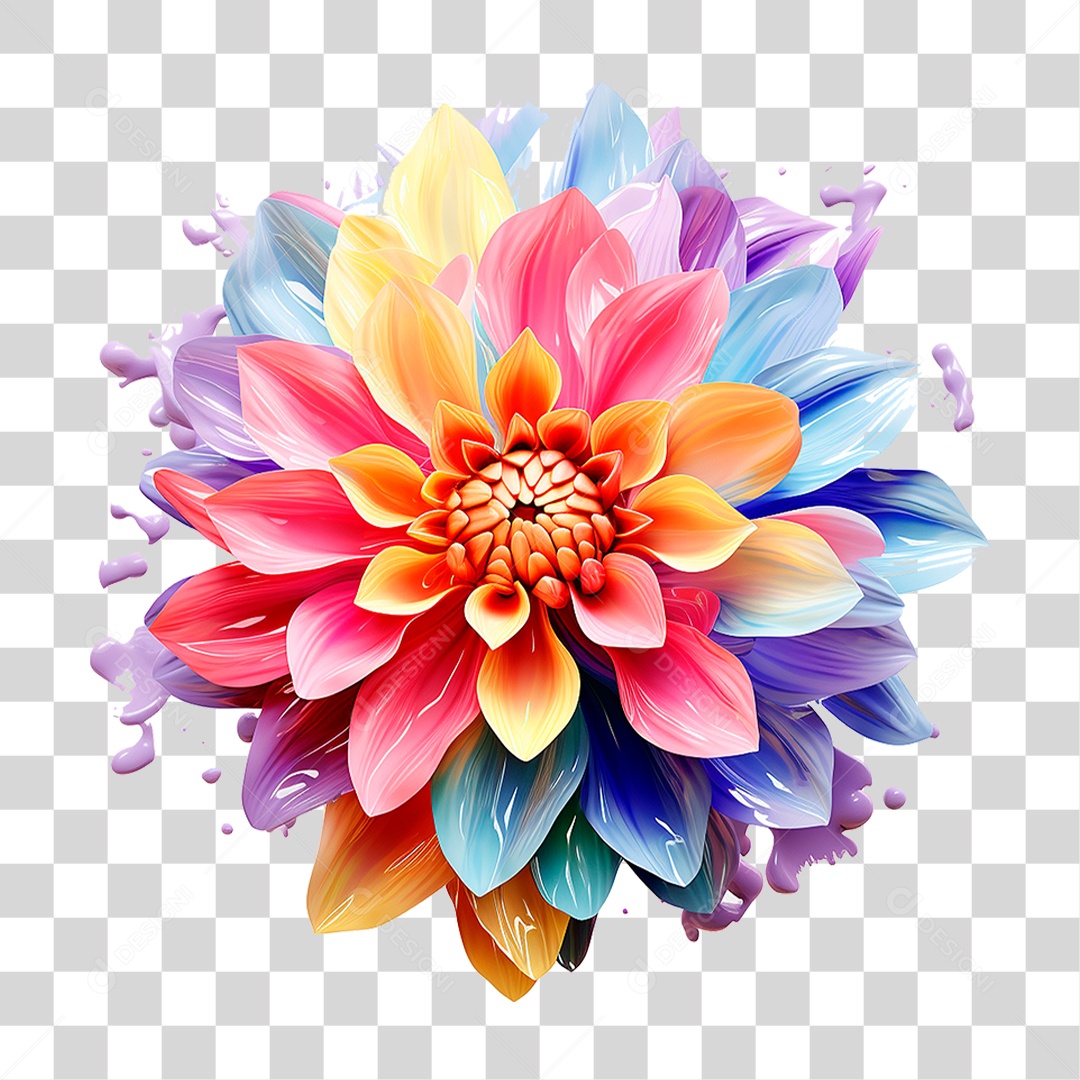 Flor Colorida PNG Transparente