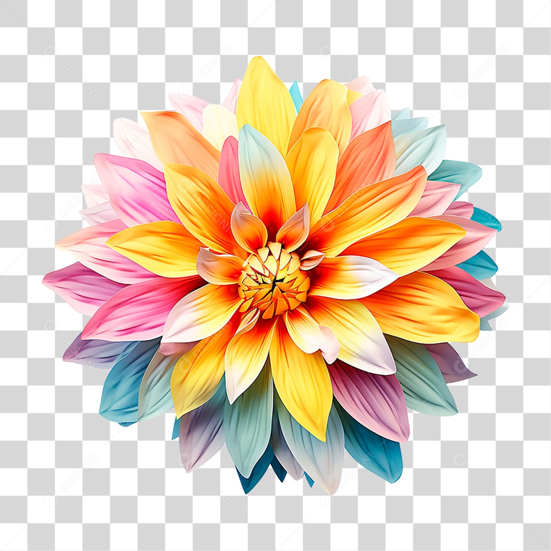 Flor Colorida PNG Transparente