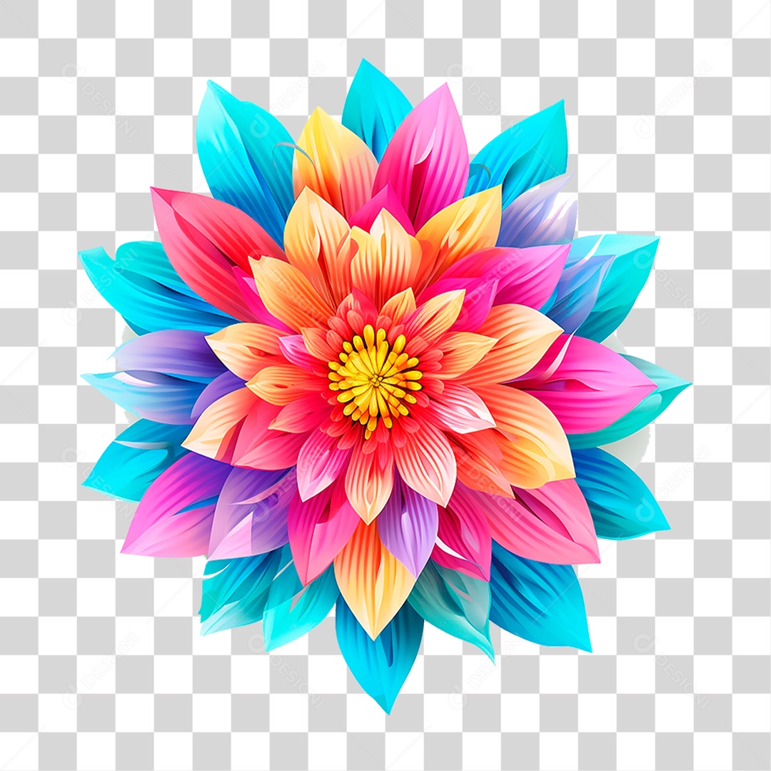 Flor Colorida PNG Transparente