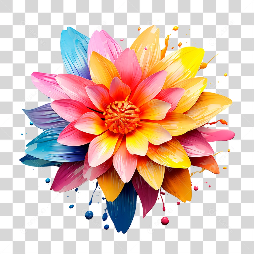 Flor Colorida PNG Transparente