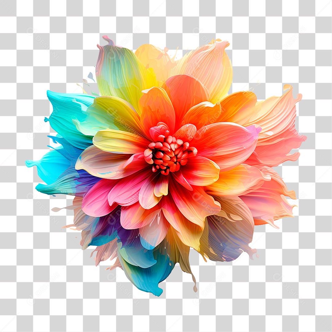 Flor Colorida PNG Transparente