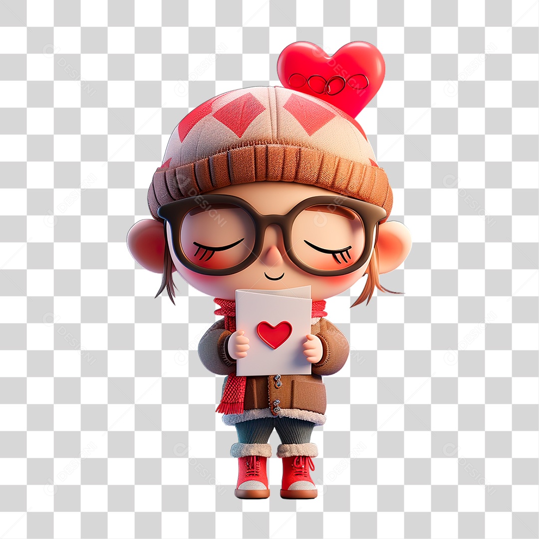 Menina Segurando Carta PNG Transparente