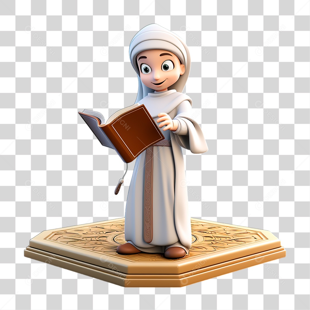 Personagem Mulher Lendo Livro PNG Transparente