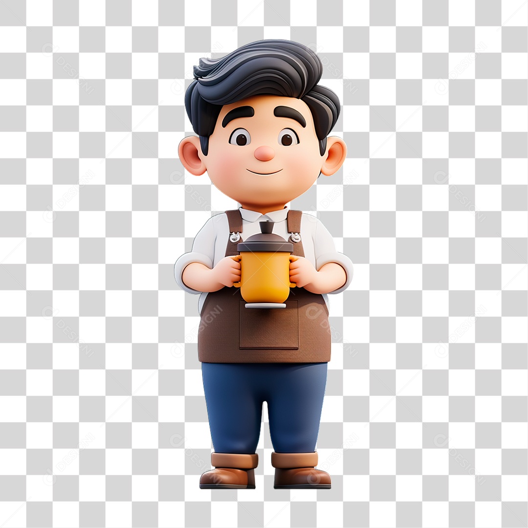 Rapaz Segurando Xícara PNG Transparente