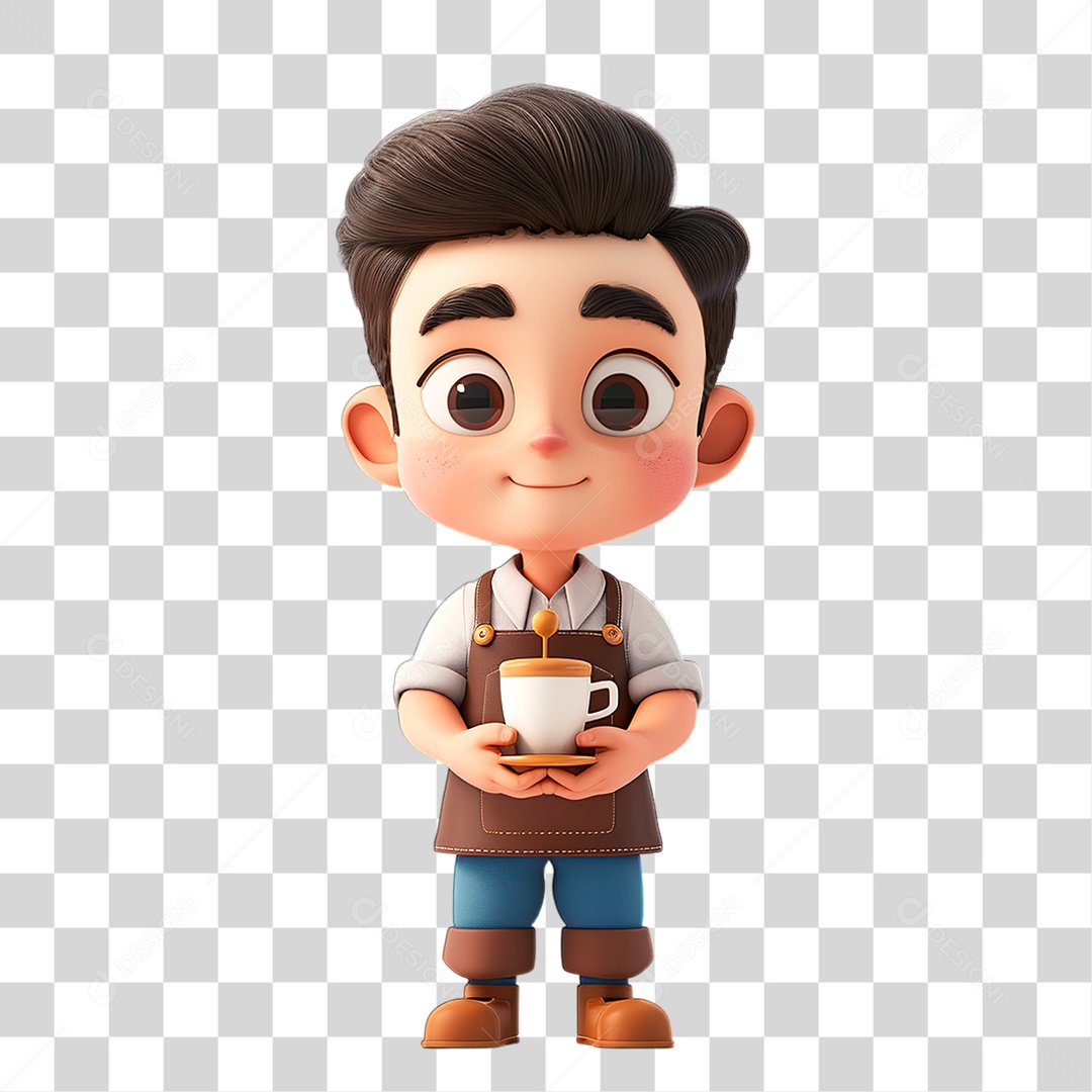 Rapaz Segurando Xícara PNG Transparente