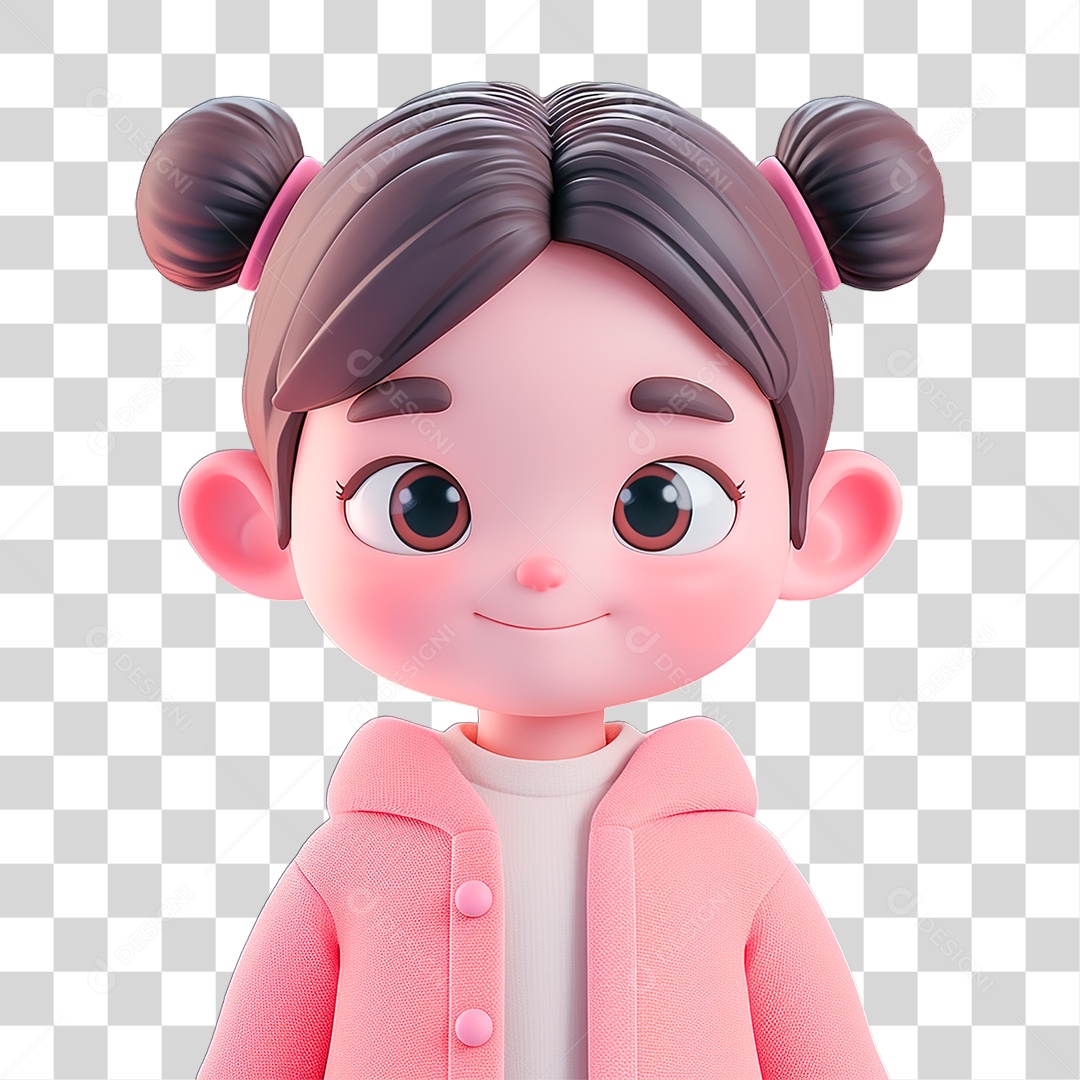 Garota de Cabelo Amarrado PNG Transparente