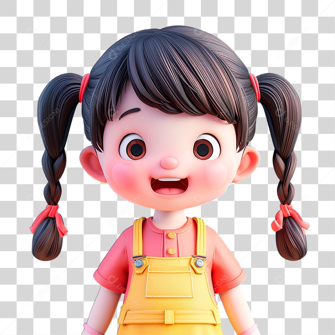 Garota de Cabelo Amarrado PNG Transparente