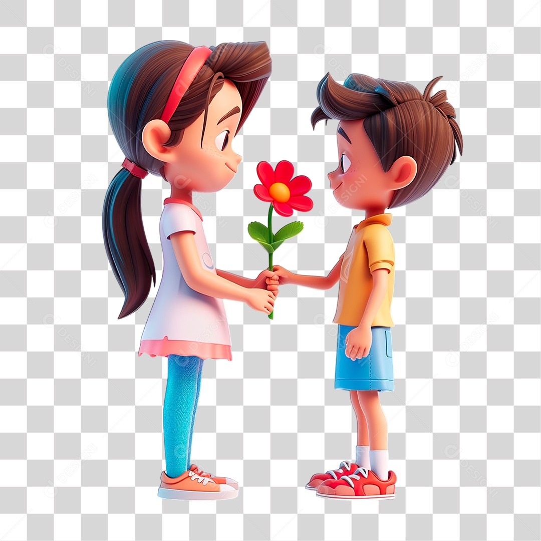 Casal Segurando Flor PNG Transparente