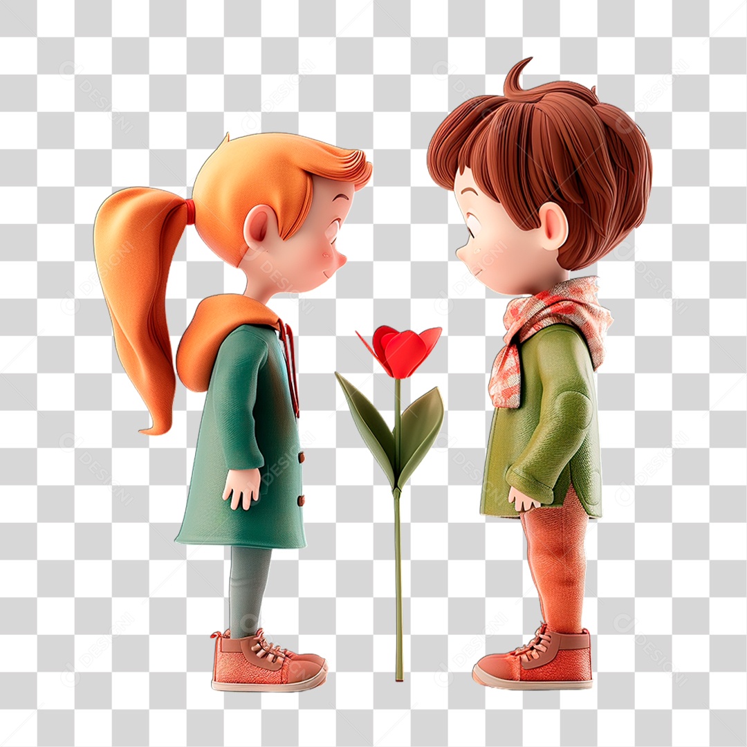 Casal Segurando Flor PNG Transparente