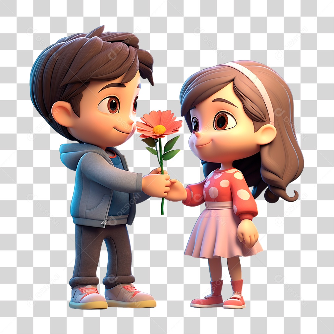 Casal Segurando Flor PNG Transparente