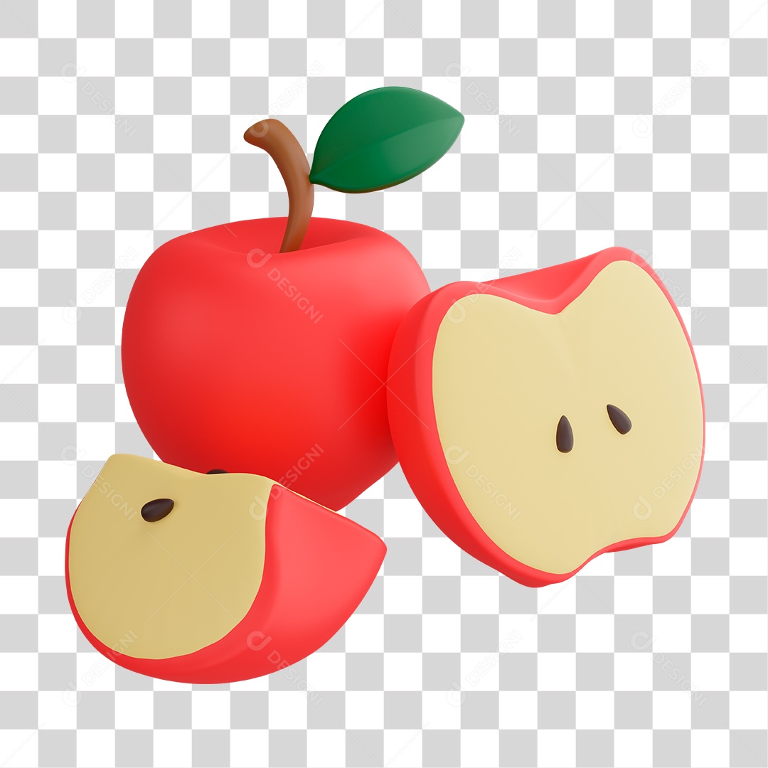 Elemento 3D Maçã Para PNG Transparente