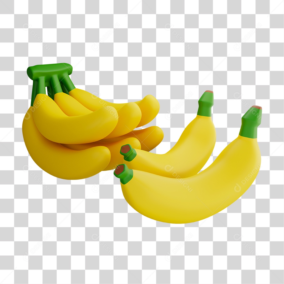 Elemento 3D Banana Para PNG Transparente