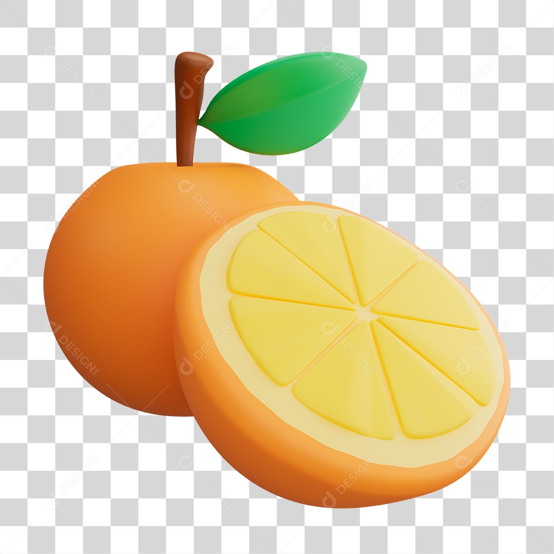 Elemento 3D Laranja Para PNG Transparente