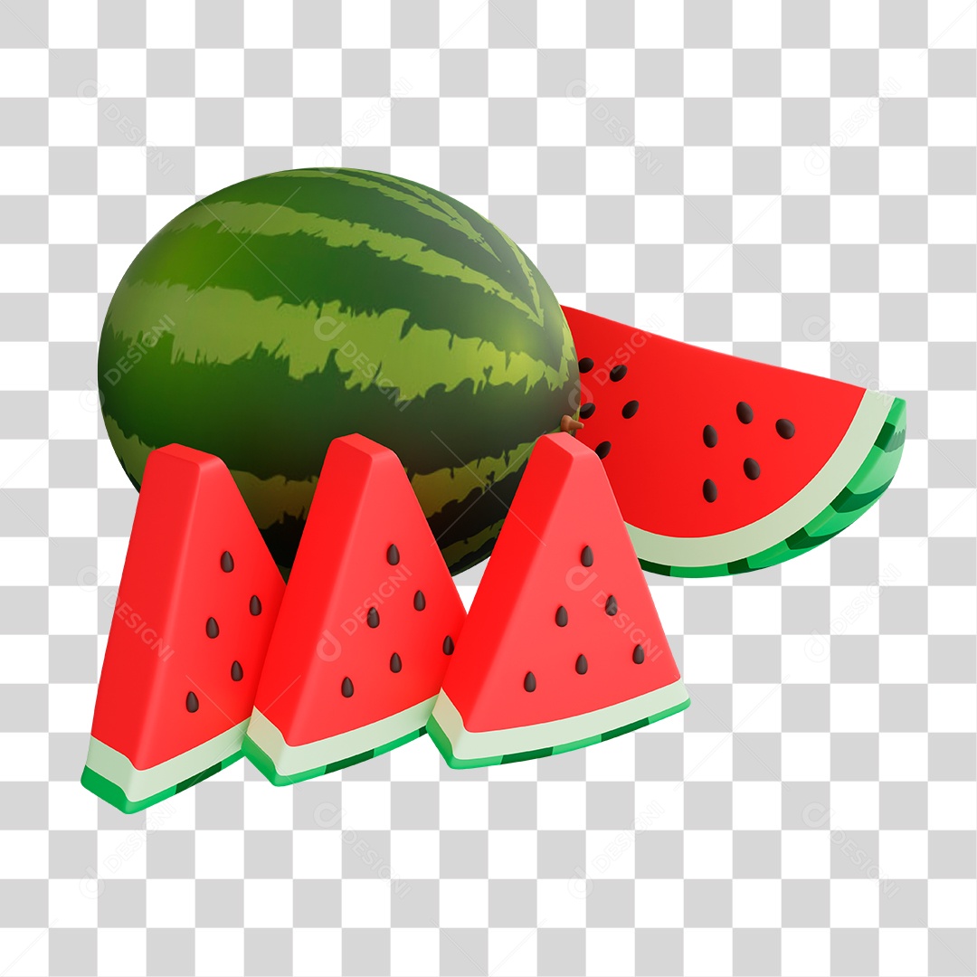 Elemento 3D Melancia Para PNG Transparente