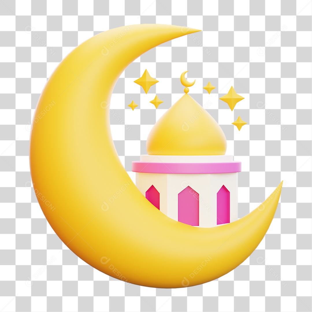 Elemento 3D Lua Comemoração Islâmica Ramadã PNG Transparente