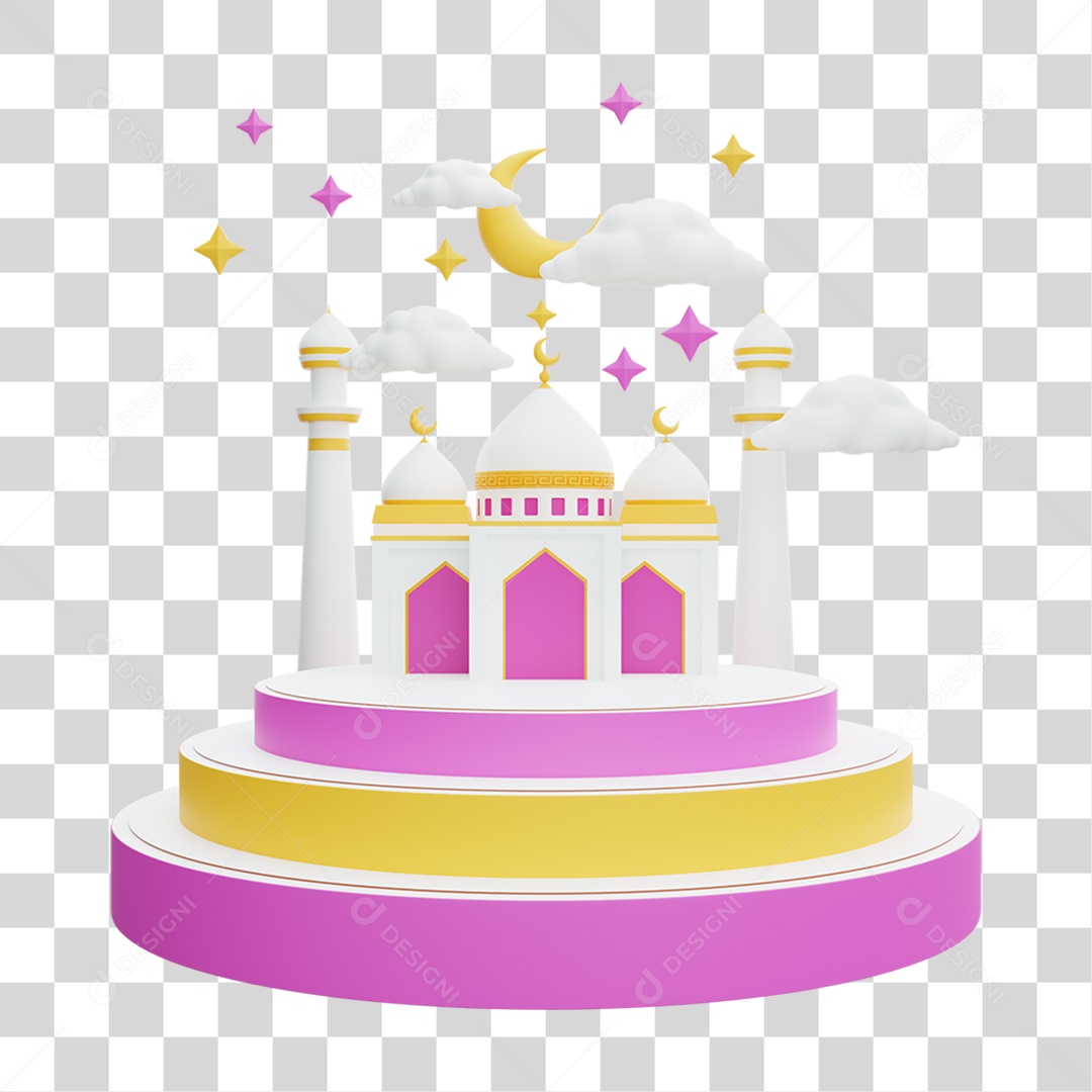 Elemento 3D Comemoração Islâmica Ramadã PNG Transparente