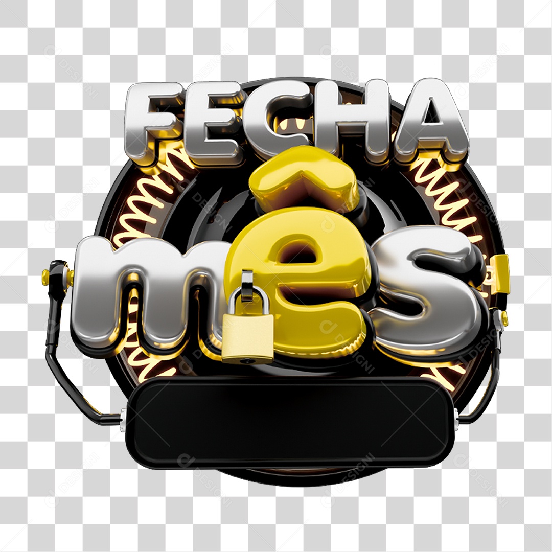 Selo 3D Fecha Mês PNG Transparente