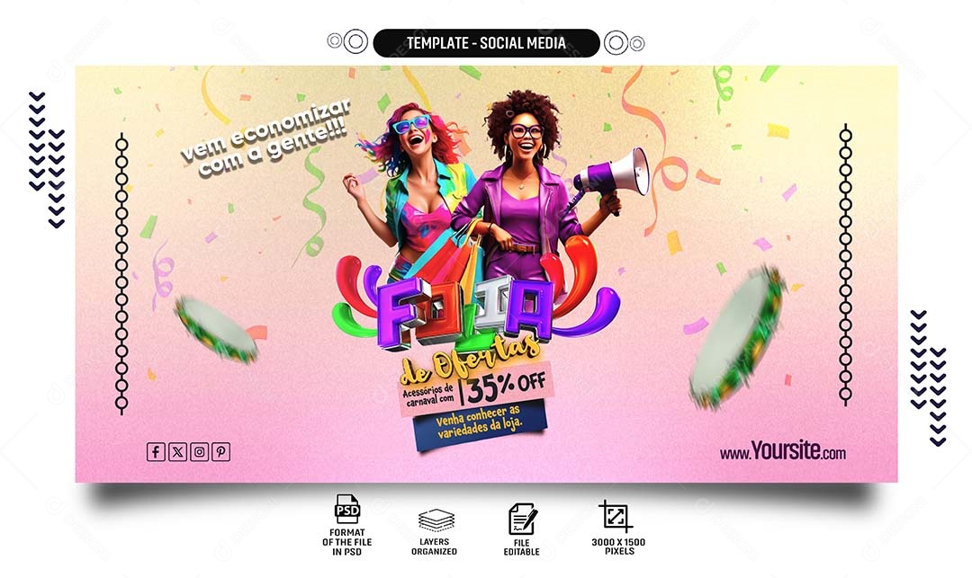 Folia De Ofertas Venha Conhecer as Variedades da Loja Social Media PSD Editável