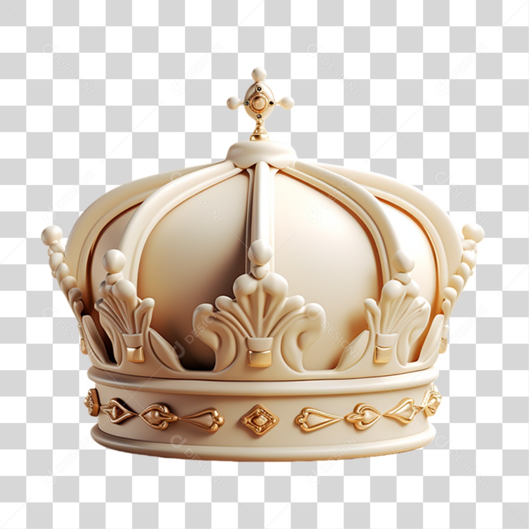 Elemento 3D Coroa de Reino PNG Transparente