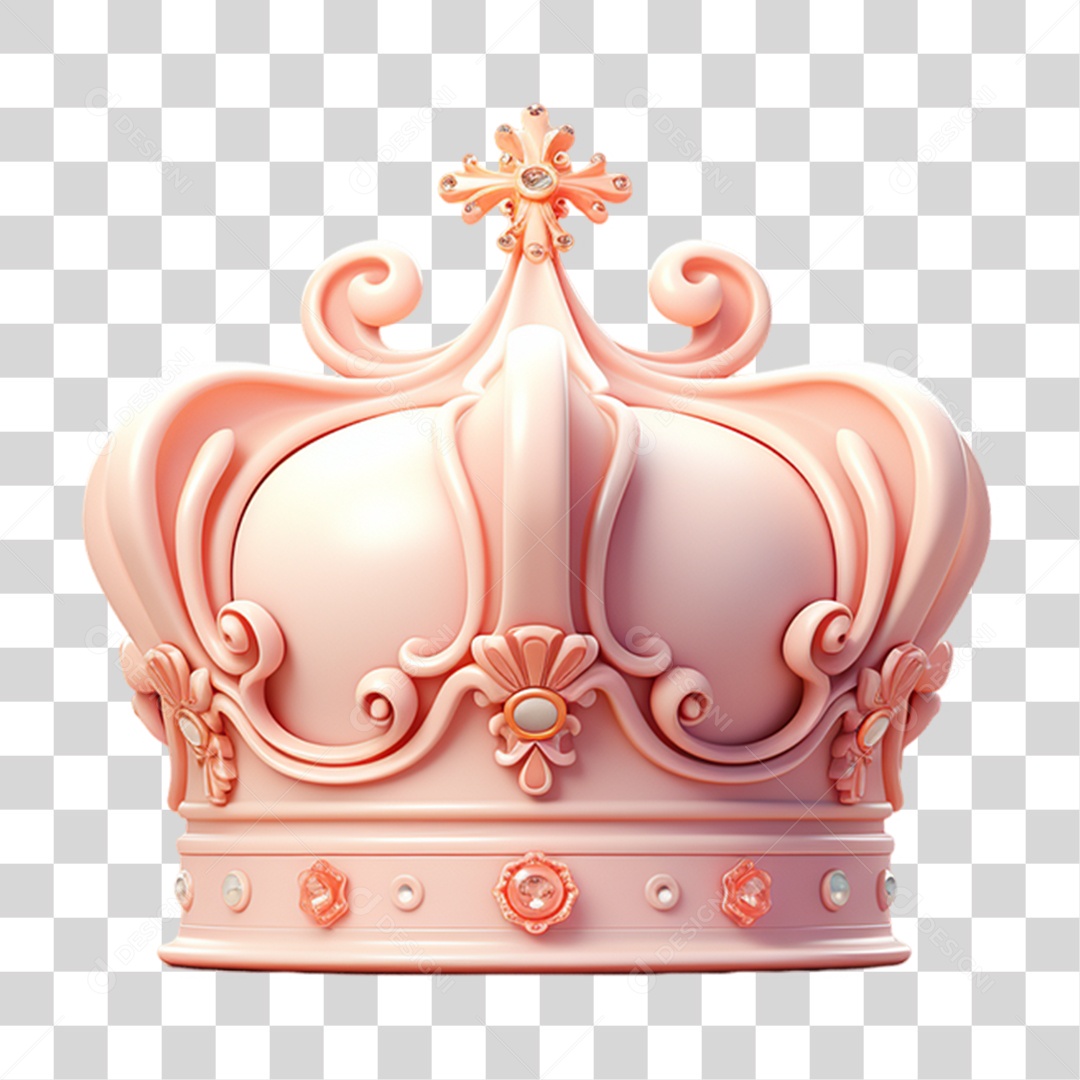 Elemento 3D Coroa de Reino PNG Transparente