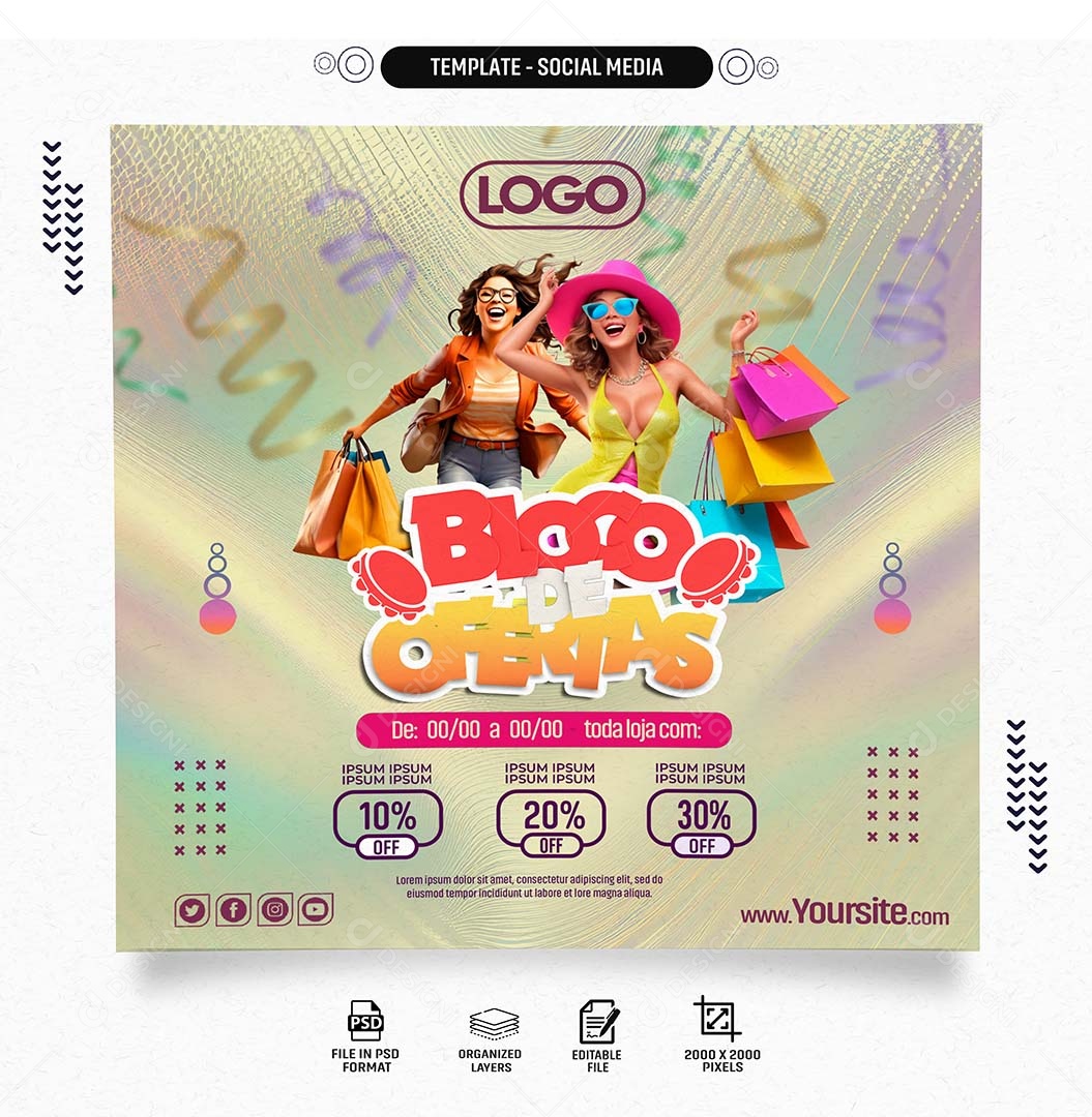Feed Bloco de Ofertas toda Loja Social Media PSD Editável